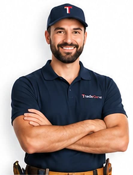 A smiling tradie with his arms crossed